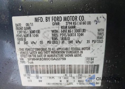 2012 Ford Explorer Xlt from USA, damaged, VIN 1FMHK8D80CGA22759